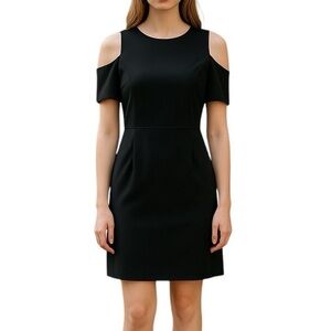 Charles Henry Black Cold-Shoulder Sheath Dress